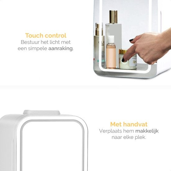 Goliving Skincare Fridge - Make-up Kühlschrank - Beauty Kühlschrank - Minikühlschrank mit Spiegel und Beleuchtung - Minikühlschrank