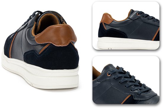 Milanoro - Stylische Herren Lederturnschuhe - Navy - Größe 46