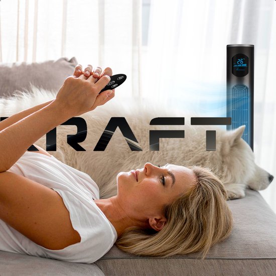 KRAFT Turmventilator - Leiser Standventilator - 97 cm - Anthrazit