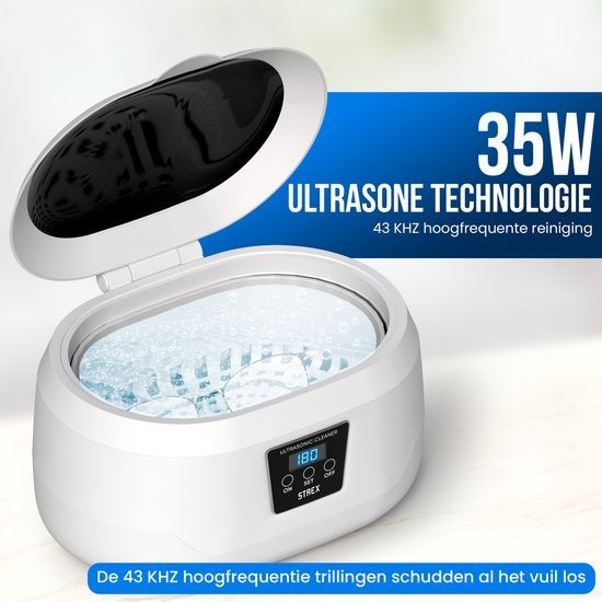 Strex Ultraschallreiniger 600ml - 360º - Ultraschallreiniger - Reinigungsgerät für Gläser/Schmuck/Uhren/Münzen