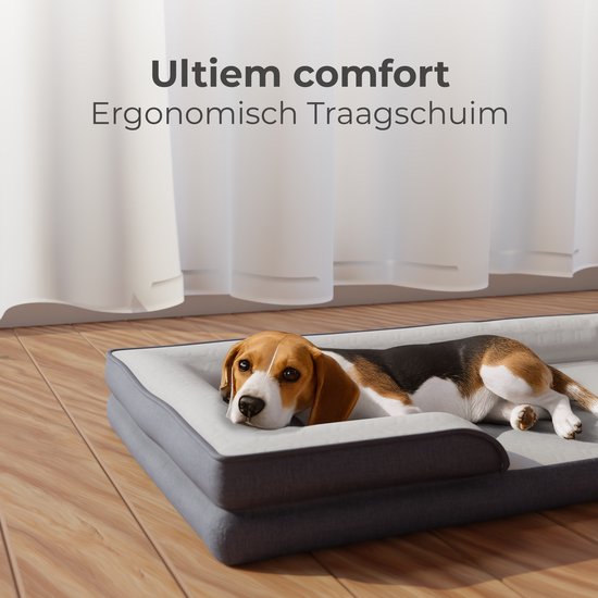 CozySense® Orthopädisches Hundekörbchen 100 x 70 cm - Größe XL - Wasserdichtes Hundebett mit waschbarem Bezug - Geeignet als Sitzkissen - Weiß