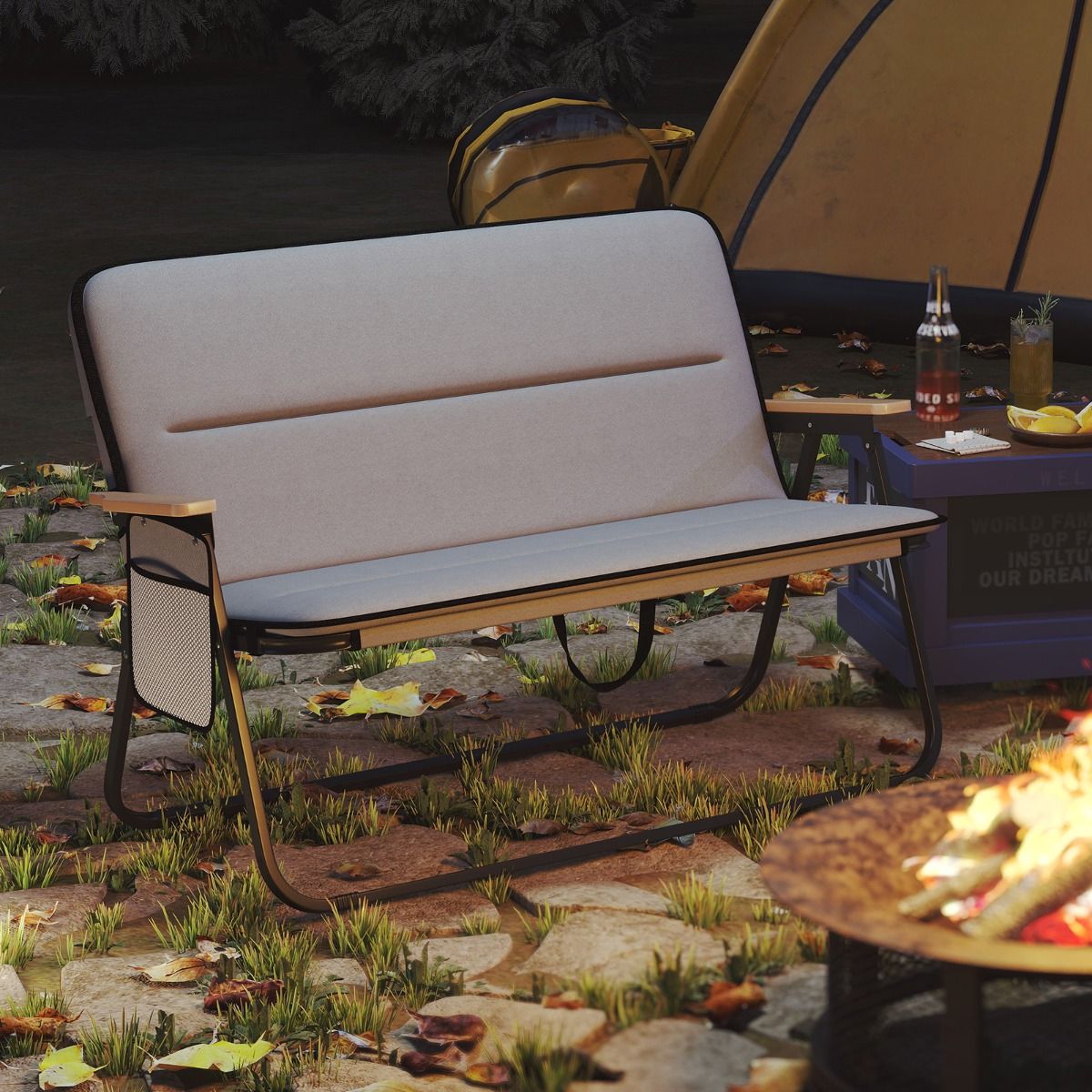 Coast Doppel-Campingstuhl – zusammenklappbar – abnehmbares Kissen – grau