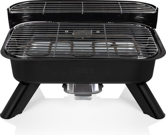 Princess 112252 Hybrid-Grill – 2000 W – Elektro- oder Holzkohlegrill – Kompaktes Tischmodell – Ideal für Balkon und Camping – 44 x 29 cm