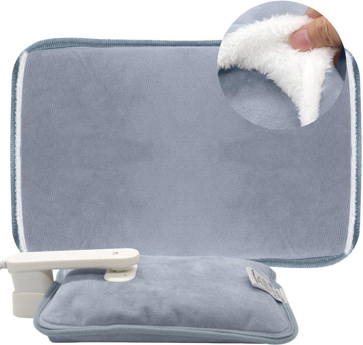STAUS&BACH Aura Isolierkanne mit Vliesbezug - 27x18 cm - Grau - Wärmflasche für Hände, Bauch und Baby