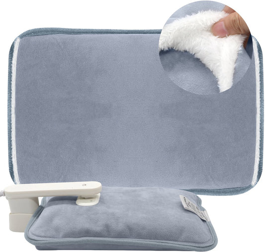 STAUS&BACH Aura Isolierkanne mit Vliesbezug - 27x18 cm - Grau - Wärmflasche für Hände, Bauch und Baby