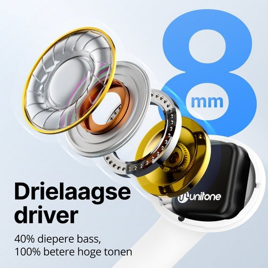 Unitone Go Wireless Earbuds - Bluetooth-Kopfhörer - Earpods - Geeignet für Apple & Android - Weiß