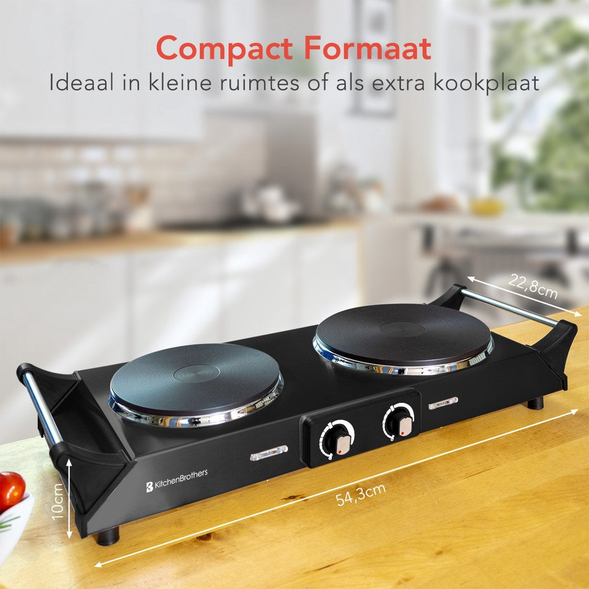 KitchenBrothers Elektrokochfeld - 2 Brenner - 2500W - Schwarz