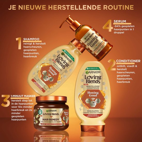 Garnier Loving Blends – Shampoo – Honig Gold – Haarpflege für strapaziertes oder brüchiges Haar – 300 ml