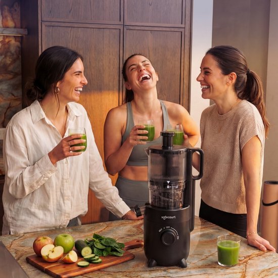 Safecourt Kitchen Slow Juicer - leistungsstarker Motor [Vorschneider & Kaltpress-Technologie] - einfache Reinigung - BPA-frei - Entsafter Schwarz