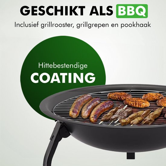 Travelhawk Feuerschale – Tragbare, zusammenklappbare Outdoor-Feuerschale – Feuerkorb für Grill – Mit Funkenfänger – Für Kohle oder Holz – 55 cm Durchmesser – Inklusive Deckel, Aufbewahrungstasche, Feuerzange und Grillrost