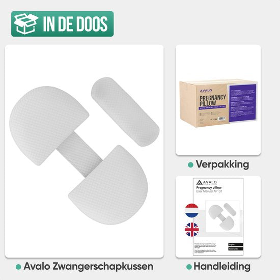 Avalo Schwangerschaftskissen W-Shape - Memory Foam - Seitenschläferkissen Erwachsene - Verstellbarer Keil - Bauch-, Rücken- & Beinunterstützung - Stillkissen - Körperkissen - Waschbarer Bezug