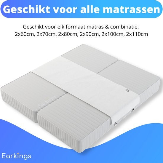 Earkings Bett Binder - 235x50cm - Weiß