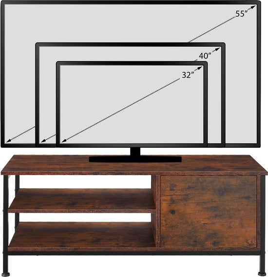 tectake - TV-meubel TV-kast Durban - industrial dark - 110x40x45,5cm - 404640