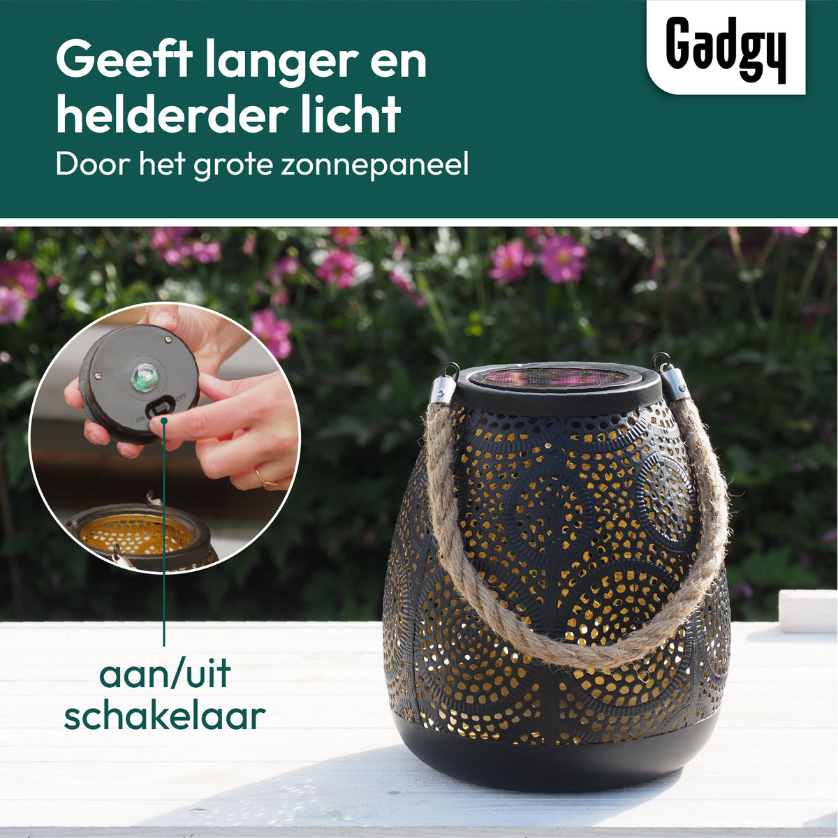 Gadgy Solar Tischlampe Kreise - Solar Gartenleuchten Solarenergie mit Schatteneffekten - Solarlampe Garten, Terrasse & Balkon - Gartenleuchten Led Outdoor Hanging - Laterne Windlicht auf Solarenergie - Laterne für draußen - Bronze / Gold