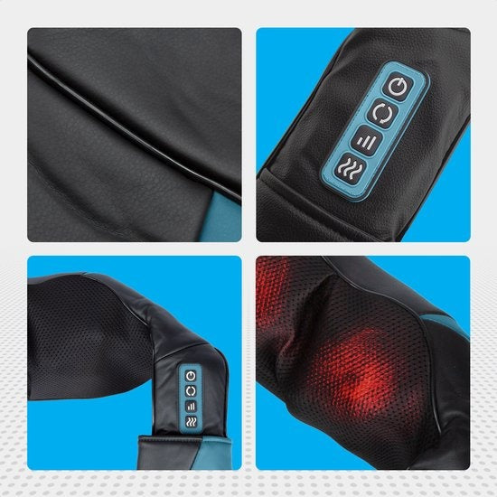 Auronic Shiatsu Massagekissen - Elektrisches Nackenmassagegerät - Massagegeräte - Nacken- und Schultermassagegerät - Infrarot - Schwarz/Blau