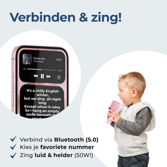 Denver Karaoke-Mikrofon Bluetooth - Drahtlos - Lautsprecher mit flauschiger Oberfläche - Karaoke-Set - AUX - MicroSD - KMS30RO