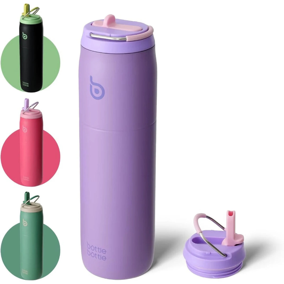 Bottle Bottle Thermosflasche mit Strohhalmverschluss – Lila – 946 ml – 9,1 x 29 cm