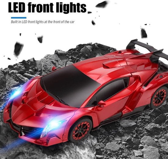 MEWAU 1:12 RC Transforming Car/Roboter - 2 in 1Ferngesteuertes Auto - Gestenwahrnehmung - Spielzeugauto - Rot