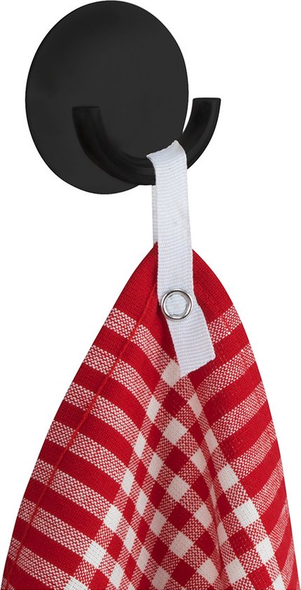 Wenko Handtuchhaken, selbstklebend, schwarz – 850100 – Anbringen ohne Bohren