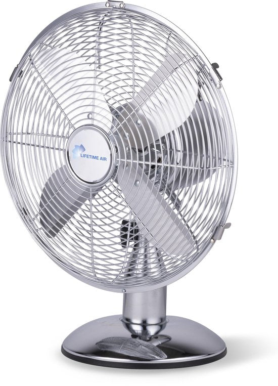 Lifetime Air Fan - Ø30 Cm - Retro - 3 Geschwindigkeiten - Neigbar - Schwenkfunktion - Chrom