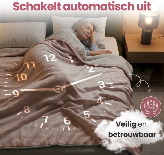 STAUS&BACH Heizdecke 3XL - 2 Personen Oberdecke - Doppelseitige Fleece Sherpa Wärmedecke - Champagner rosa - 180x160 cm PowerNap