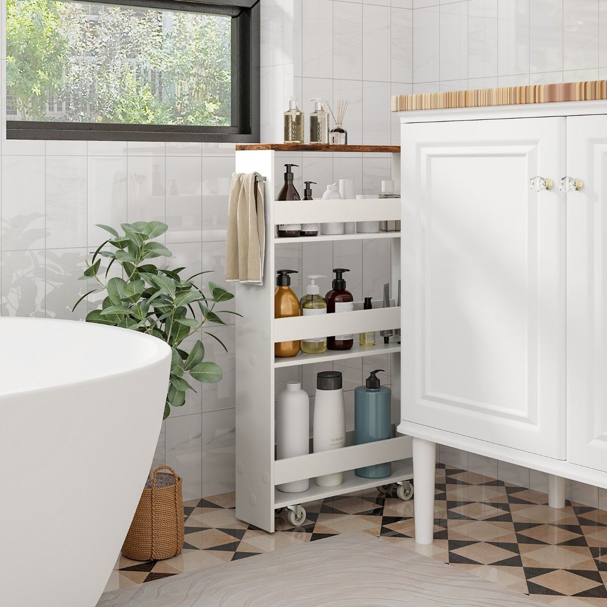 Coast Kräuterregal mobil - 4-lagig - Schmal - 48 x 13 x 81 cm - Weiß