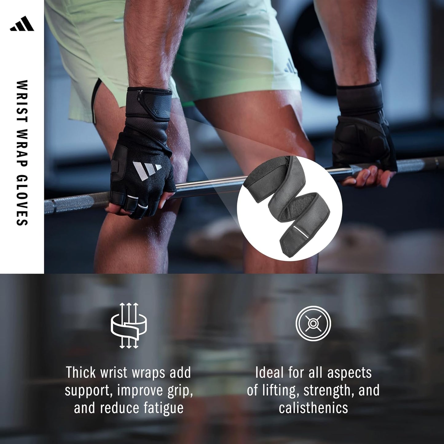 Adidas Wrist Wrap Trainingshandschuhe – Größe L – Schwarz – Gepolstert
