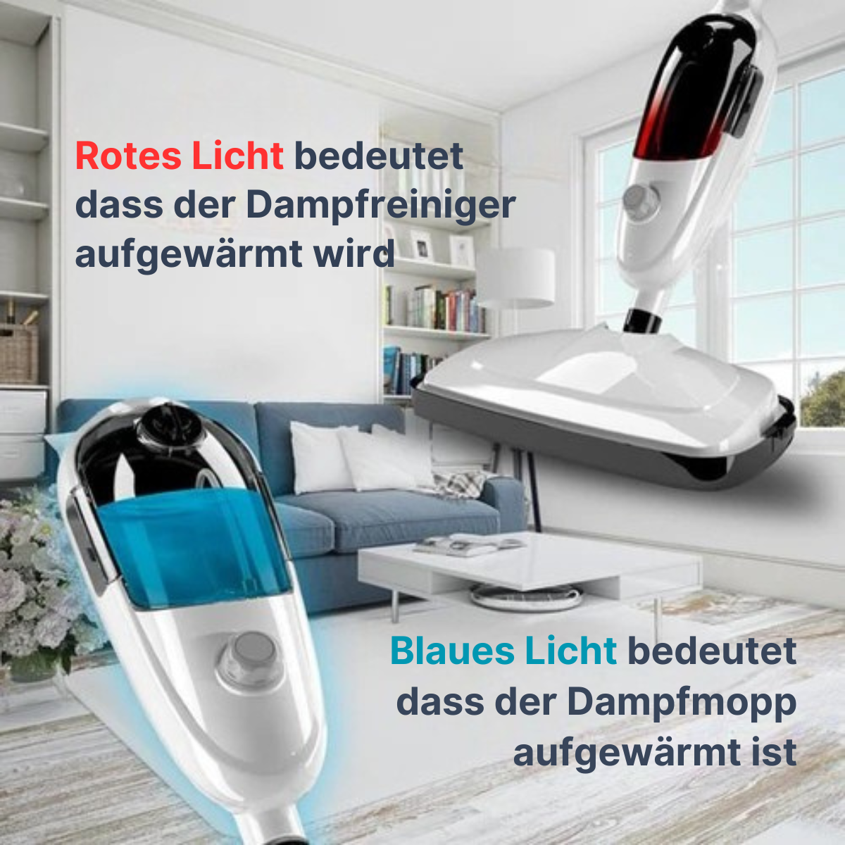 Urgoods Hochdruck Dampfreiniger - Entfernt 99,9% der Bakterien - 8 Aufsätze & 2 Mikrofasertüchern - Weiß