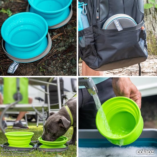 Colapz 2 x zusammenklappbarer Hundenapf – zusammenklappbare Hundenäpfe – Hundenapf – zusammenklappbarer Napf mit Reisetasche – grau – Camping mit Hund