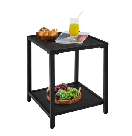 Yaheetech Beistelltisch – Gartentisch Schwarz 45 x 45 x 54 cm