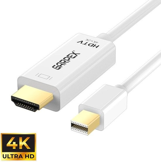 GarpexÂ® Mini DisplayPort zu HDMI Kabel - Mini DP zu HDMI Kabel - HDMI Kabel - 4K 30Hz Ultra HD - Weiß - 1.8 Meter