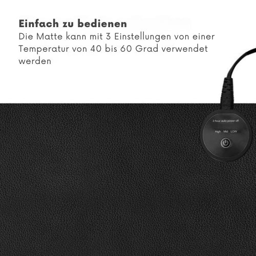 imoshion - Beheiztes Schreibtischpad - 3 Stufen - 40 bis 60 Grad - 90 x 45 cm - Schwarz