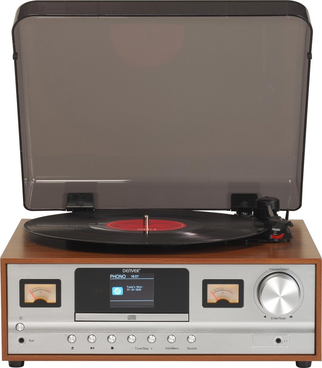 Denver Plattenspieler Bluetooth - Inkl. Lautsprecher - DAB-Radio - CD-Player - Retro - MRD52LW