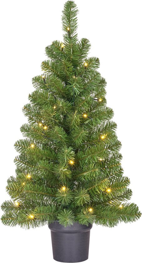 Black Box Trees Norton Künstlicher Weihnachtsbaum im Topf mit LED-Lichtern - H90 x Ø50 cm - Grün