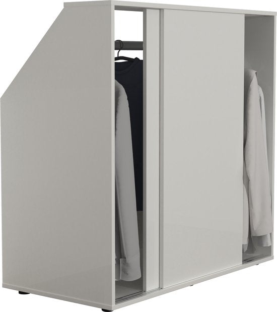 Kleiderschrank für schräge Wände – Dachgeschoss-Schrank mit Schiebetüren & Kleiderstange – Ideal fürs Schlafzimmer