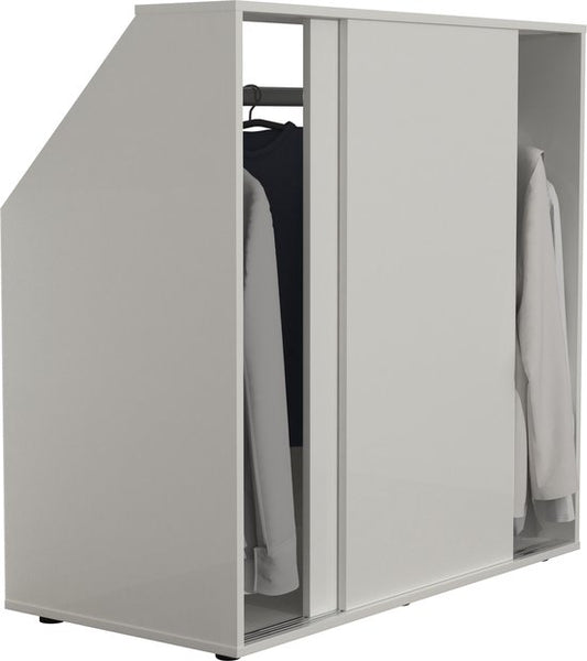 Kleiderschrank für schräge Wände – Dachgeschoss-Schrank mit Schiebetüren & Kleiderstange – Ideal fürs Schlafzimmer