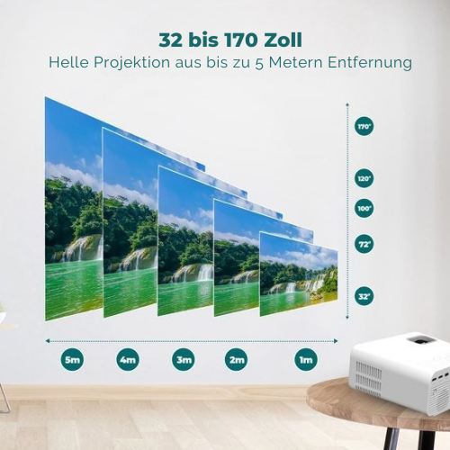 Spoused - Mini-Beamer - Streaming von Ihrem Telefon mit WiFi - Full-HD - 10.000 Lumen - Weiß