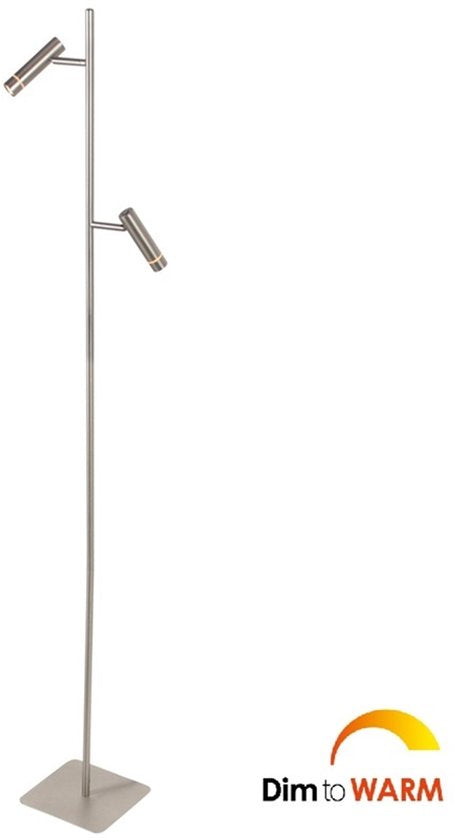 Stehlampe „Volari 4711ST“ aus Stahl, 2-flammig, mit „Dimm to Warm“-LED – ideal für den Innenbereich, modernes Design, Höhe 157 cm, Sockelgröße 21 x 21 cm, dreh- und neigbar