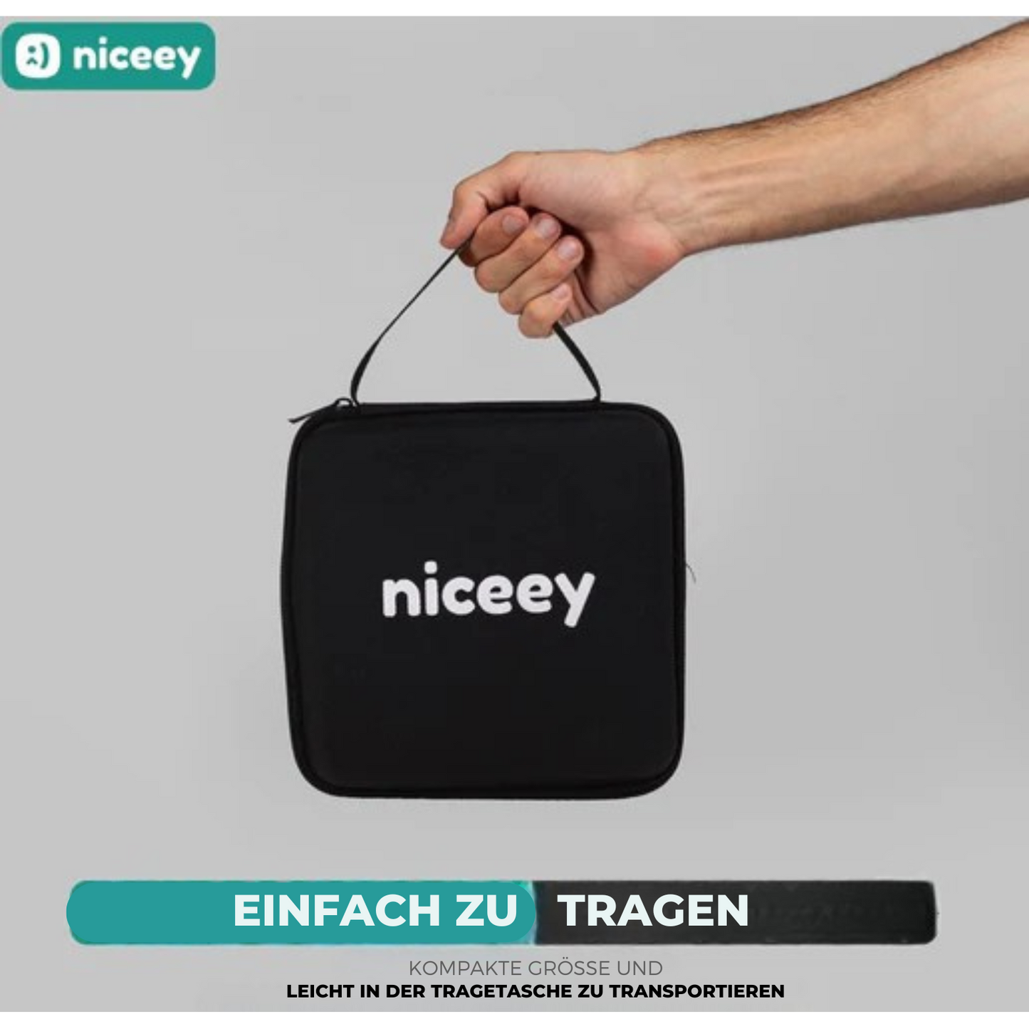 Niceey - Mini-Massagepistole - 6 Geschwindigkeiten - 5 Massageköpfe - Kabellos - Schwarz