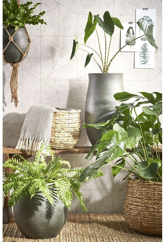 Mica Decorations Avalon Pflanzkorb - 3er-Set - H31 x Ø30 cm - Seegras - Hellbraun