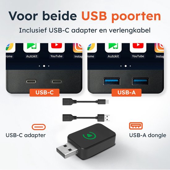 Skoov Wireless CarPlay & Android dongle - Bluetooth - Drahtlos - Empfänger - Kompakt - Inkl USB-C