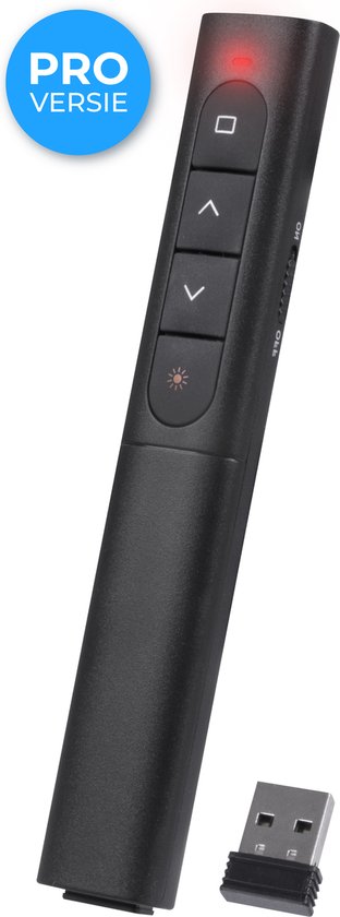 Nuvance - Presentation Clicker - Kabelloser Presenter für Präsentationen - USB Powerpoint-Fernbedienung mit Laserpointer - Schwarz
