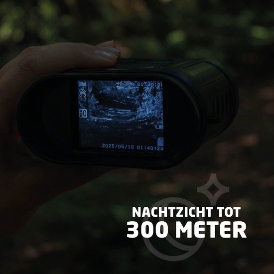 BREND Digitales Fernglas - 300 Meter Nachtsicht - 4K - 40 Megapixel - IPS-Bildschirm - 10x Zoom - Taschenlampe - Inklusive SD-Karte - Schwarz