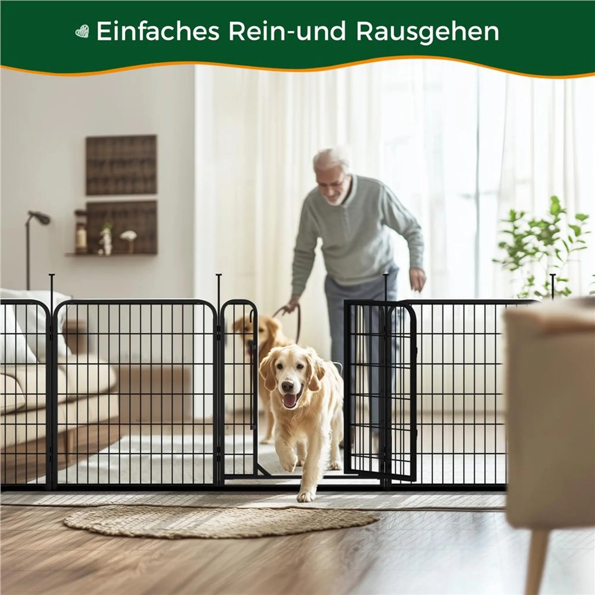 Yaheetech – Sicherer und flexibler Hundepark mit 6 Elementen, 80 cm – Mattschwarz – Metall