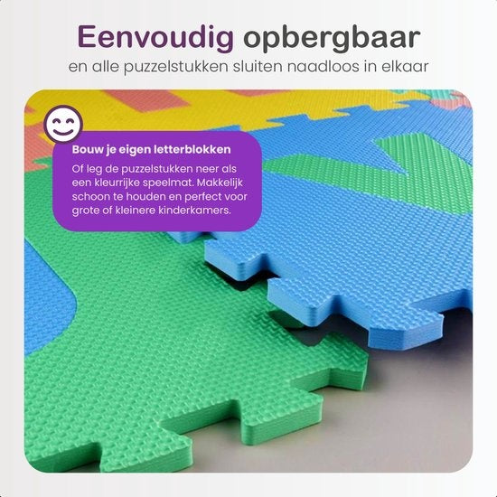 Gofun Playmat XL 180 x 180 cm Schaumstoff faltbar Baby Fliesen Multicolour Puzzle 86 Stück