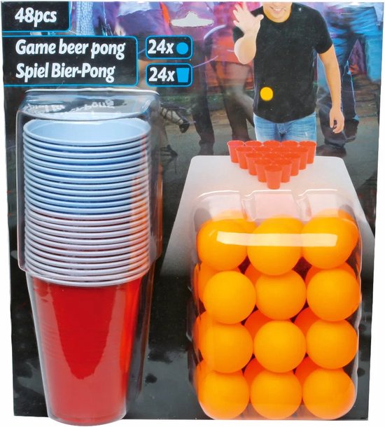 Beer Pong Trinkspielset mit 24 Bechern und 24 Bällen