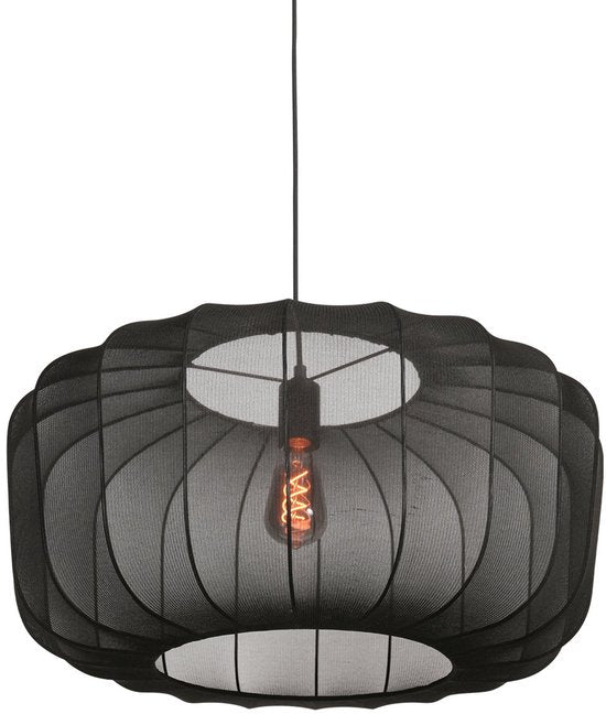 Anne Lighting – Hängeleuchte – Sable – schwarz – Leinen und Metall – Ø 60 cm – E27 – 4193ZW