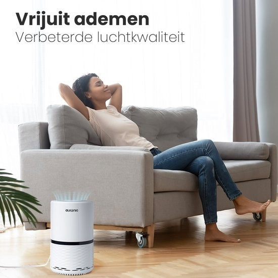 Auronic Luftreiniger - Luftreiniger mit HEPA-Filter - Entfernt 99,97% - 25W - 3 Stufen - Weiß