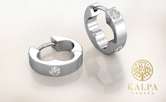 Yolora Elgance Damen Ohrringe mit Kalpa Camaka Kristalle - Silber - 18K Weißgold vergoldet - Damen Ohrringe Silber - Schmuck - Luxus Geschenk Box - Geschenk Box - Exklusive Geschenk Box - Schöne Geschenk Verpackung