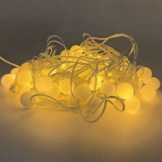 Foryouliving Lichterkette 10 Meter für den Außenbereich – 50 warmweiße LED-Lampen – verkettbare Lichterkette mit 8 Funktionen – Gartenbeleuchtung & Stimmungsbeleuchtung – Partybeleuchtung